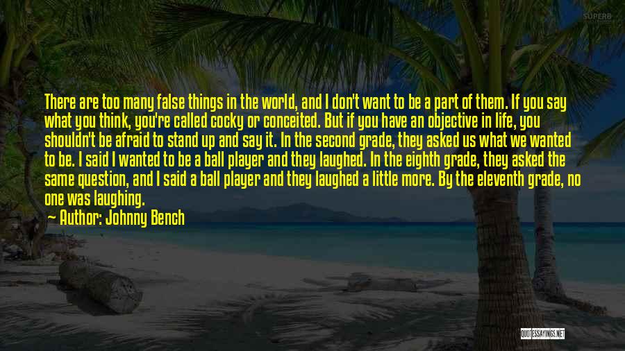 Don't Be Afraid Of The World Quotes By Johnny Bench