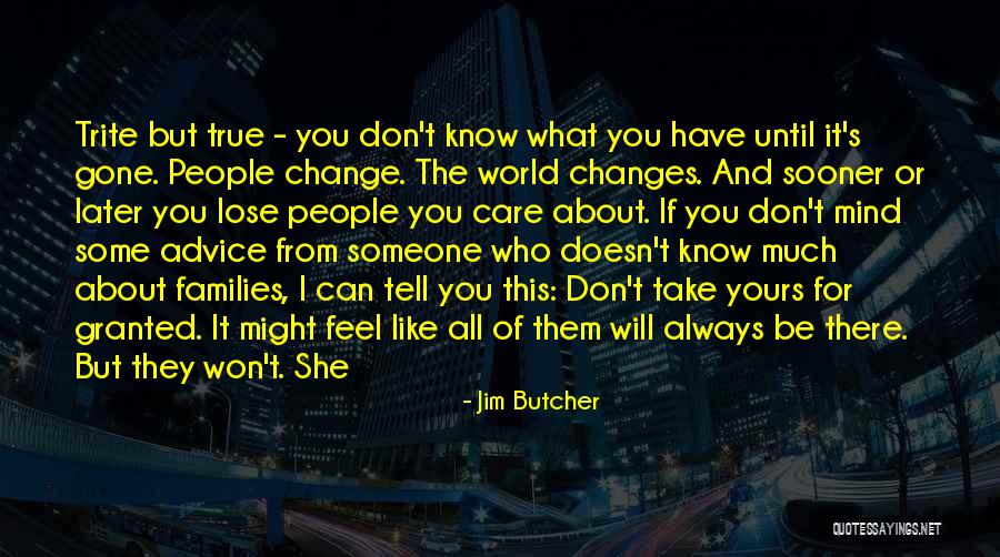 Don't Care About World Quotes By Jim Butcher