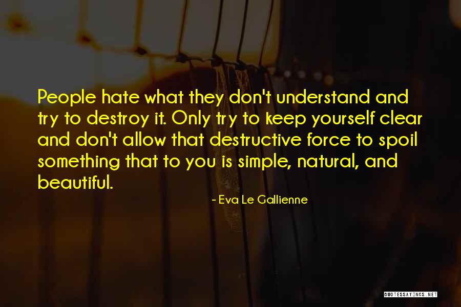 Don't Destroy Yourself Quotes By Eva Le Gallienne