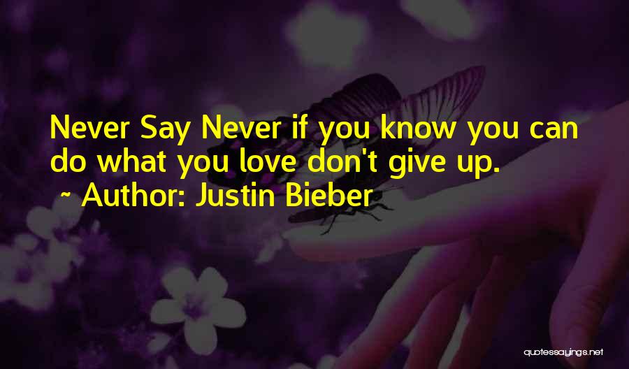 Don't Ever Give Up On Love Quotes By Justin Bieber