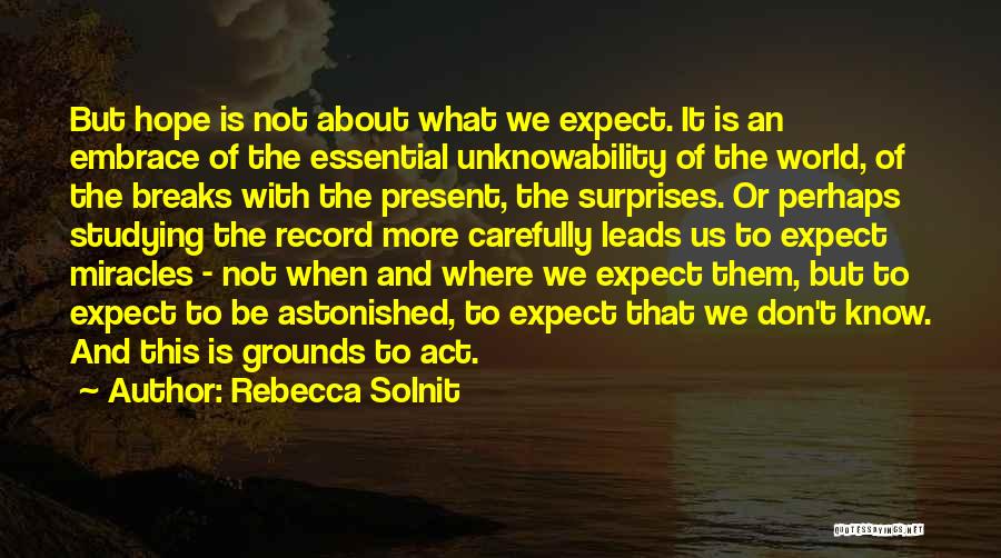 Don't Expect Miracles Quotes By Rebecca Solnit