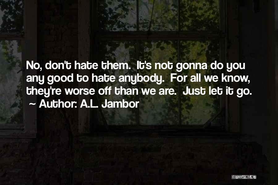 Don't Hate Anybody Quotes By A.L. Jambor