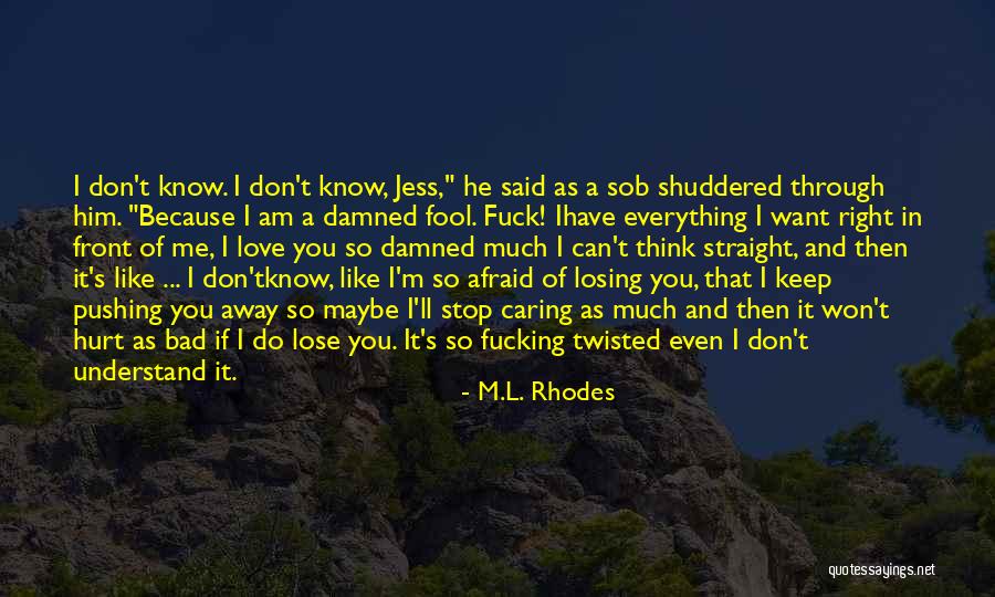 Don't Keep Pushing Me Away Quotes By M.L. Rhodes