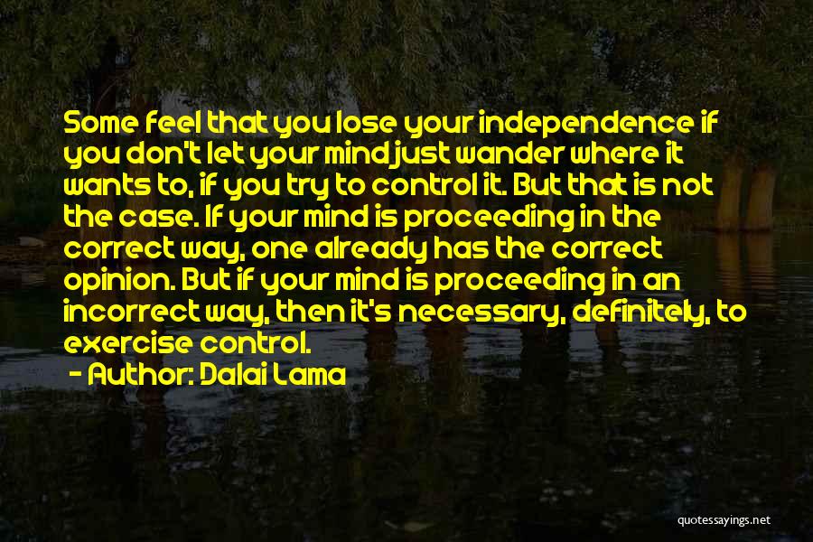 Don't Let Your Mind Control You Quotes By Dalai Lama