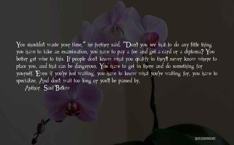 Don't Wait Too Long Quotes By Saul Bellow