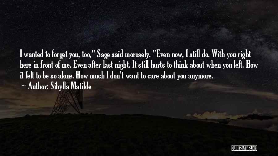 Don't Want To Be Alone Anymore Quotes By Sibylla Matilde