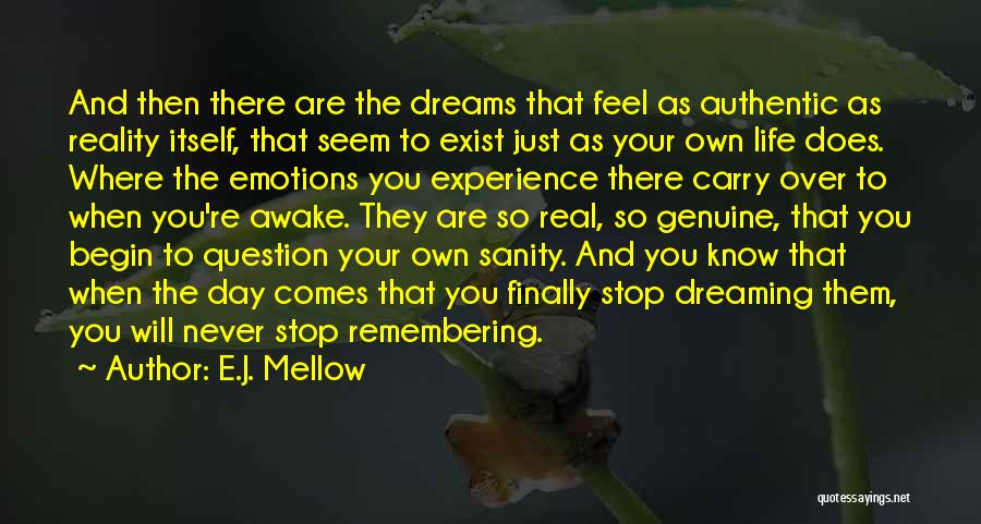 Dreaming And Reality Quotes By E.J. Mellow