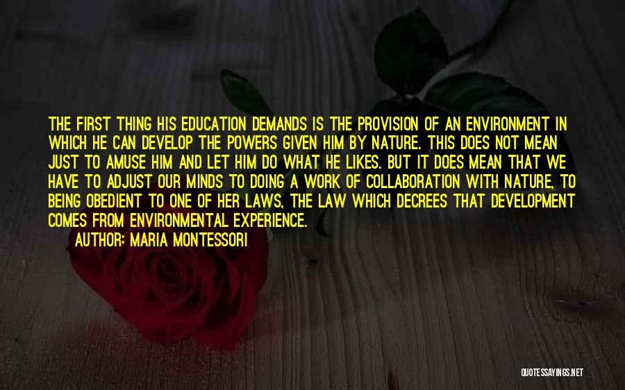 Education Comes First Quotes By Maria Montessori