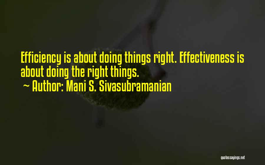 Effectiveness And Efficiency Quotes By Mani S. Sivasubramanian