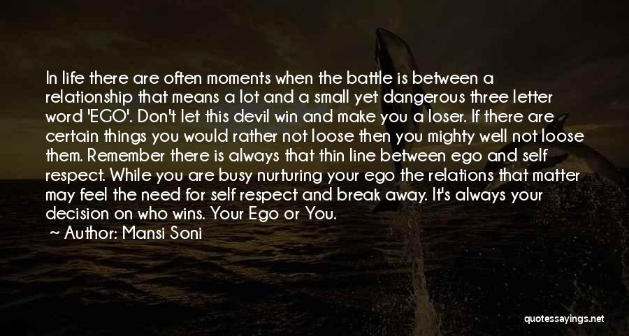 Ego In Relationship Quotes By Mansi Soni