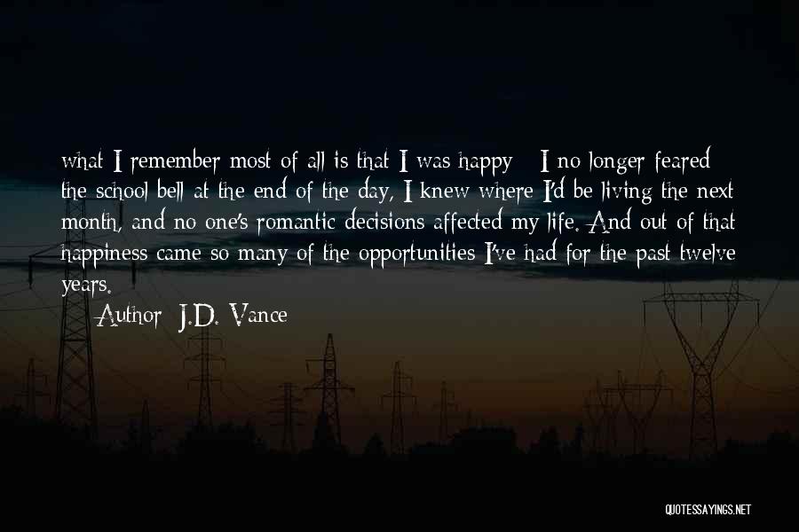 End Of School Life Quotes By J.D. Vance