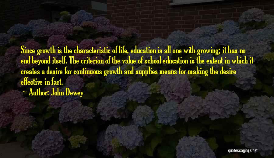 End Of School Life Quotes By John Dewey