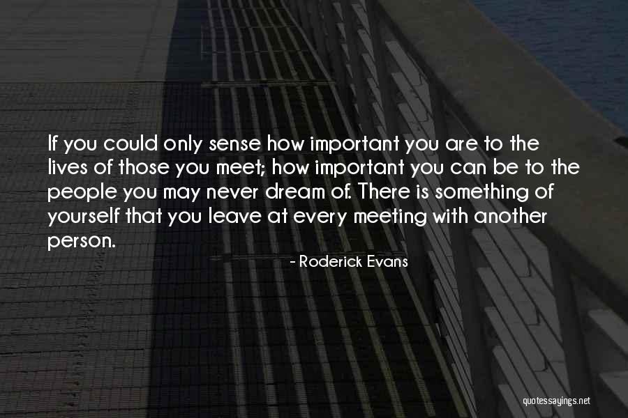 Every Person You Meet Quotes By Roderick Evans