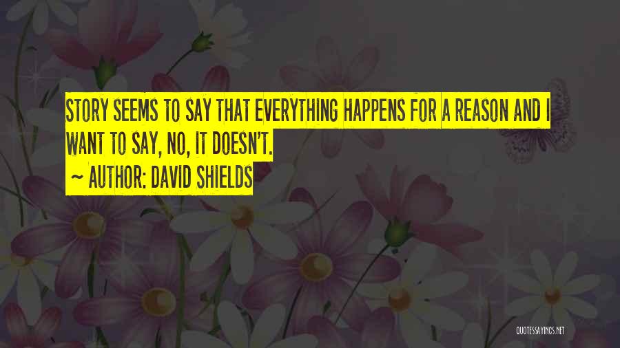 Everything Happens For A Reason Quotes By David Shields