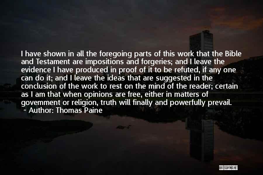 Evidence Bible Quotes By Thomas Paine