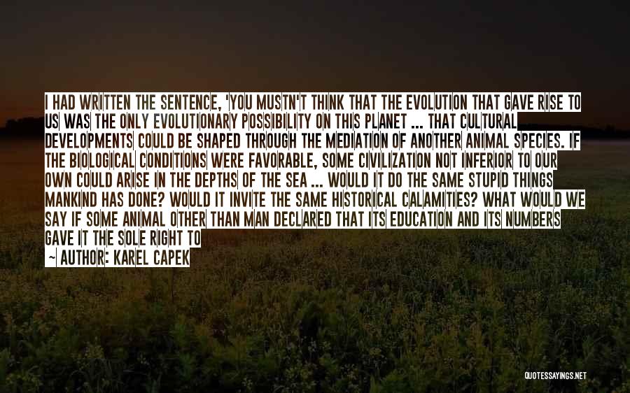 Evolution Of Mankind Quotes By Karel Capek