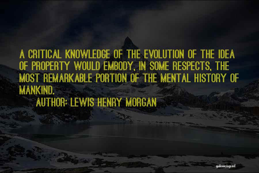 Evolution Of Mankind Quotes By Lewis Henry Morgan