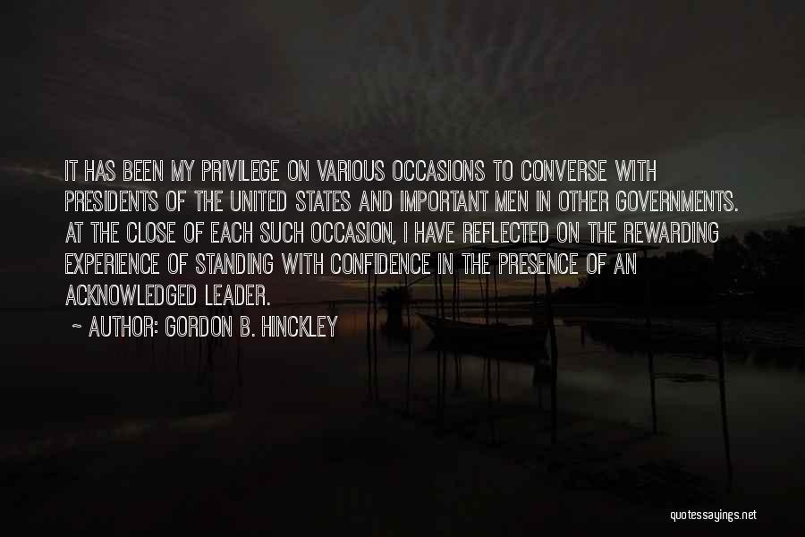 Experience And Confidence Quotes By Gordon B. Hinckley