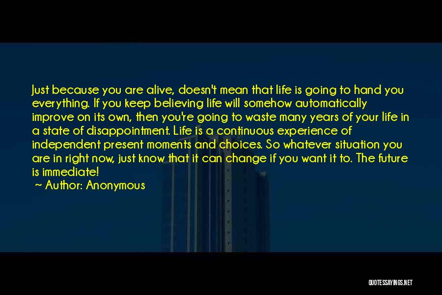Experience And Future Quotes By Anonymous