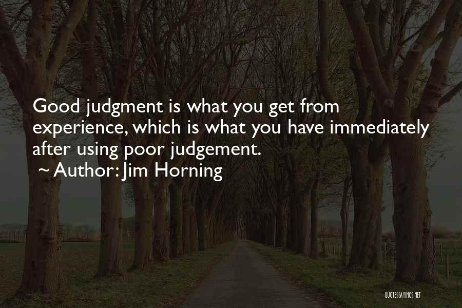 Experience And Judgement Quotes By Jim Horning