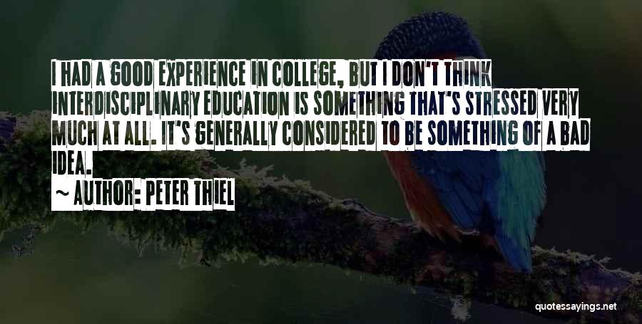 Experience In College Quotes By Peter Thiel