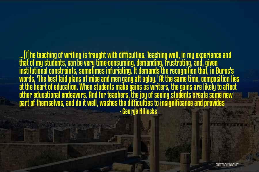 Experience In Teaching Quotes By George Hillocks Experience In Teaching Quotes By George Hillocks