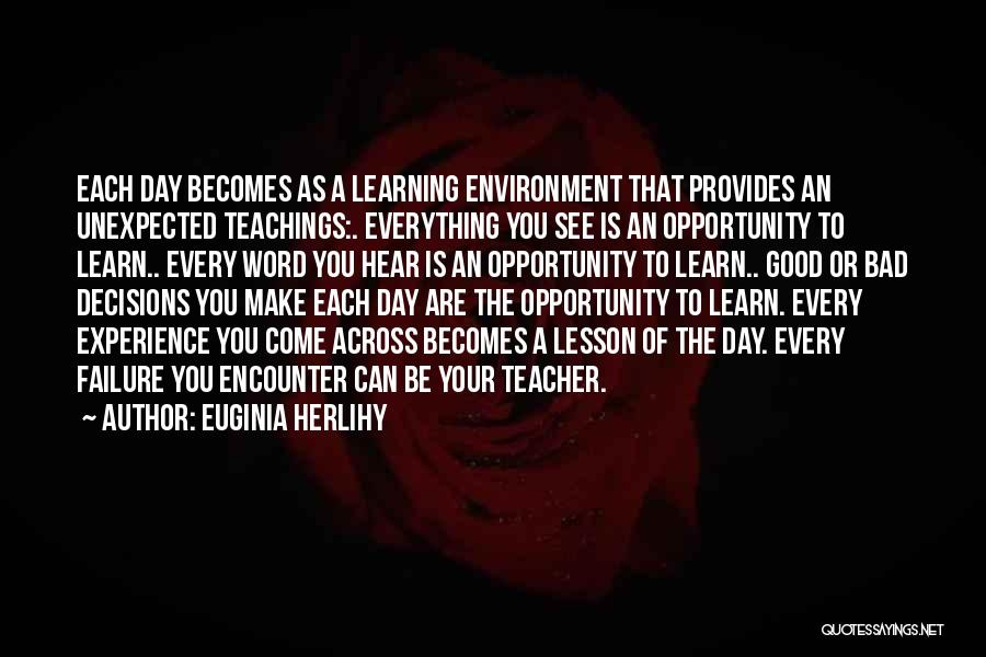 Experience Is The Best Way To Learn Quotes By Euginia Herlihy