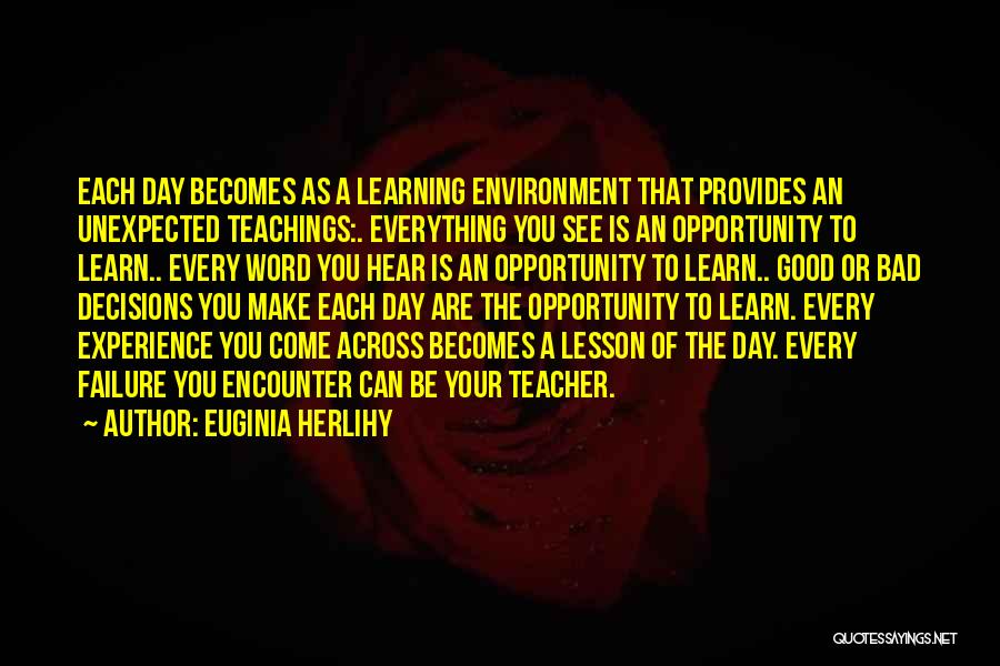 Experience Learning Quotes By Euginia Herlihy