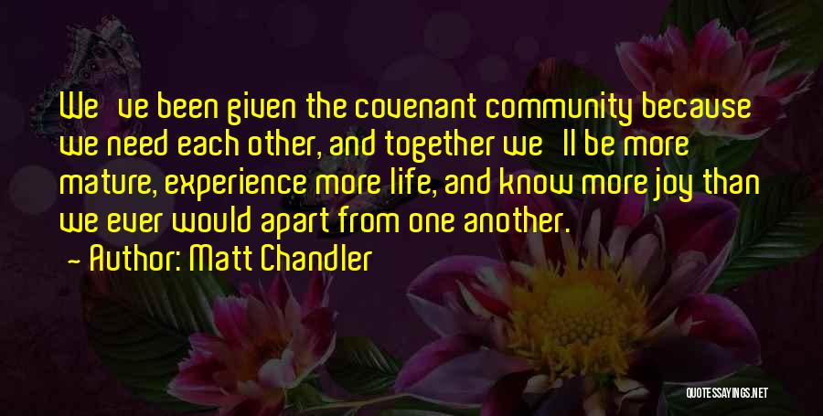 Experience Life Together Quotes By Matt Chandler