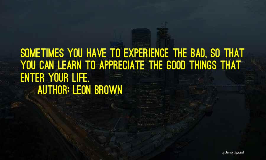 Experience The Things Quotes By Leon Brown