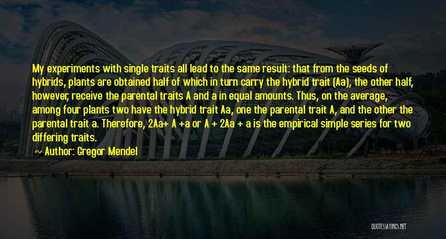 Experiments Quotes By Gregor Mendel