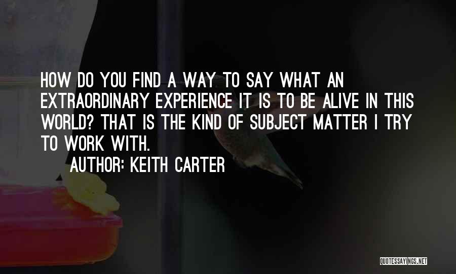 Extraordinary Experience Quotes By Keith Carter