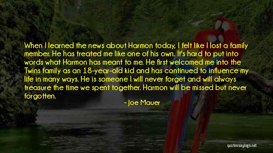 Family Hard Time Quotes By Joe Mauer