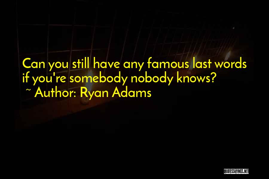 Famous Last Words Quotes By Ryan Adams