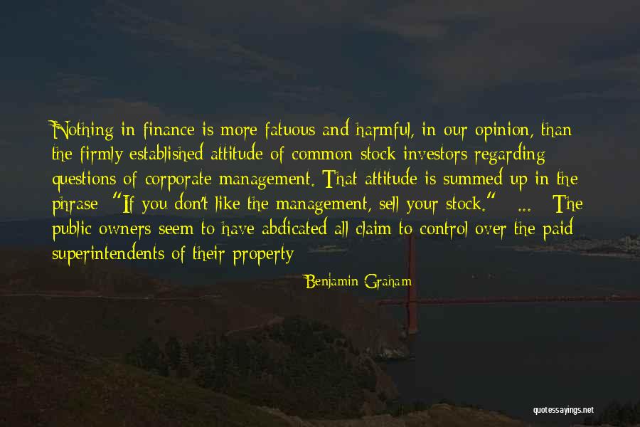 Fatuous Quotes By Benjamin Graham