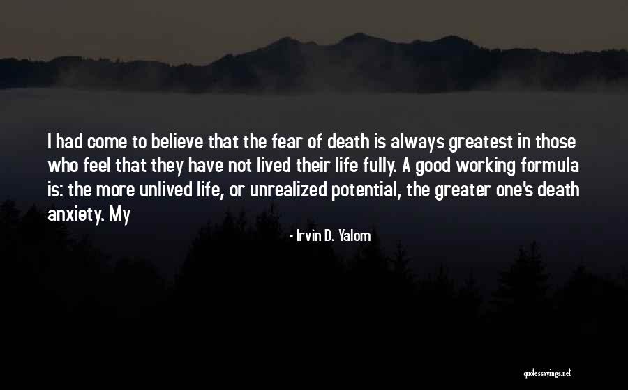 Fear Of Death Anxiety Quotes By Irvin D. Yalom