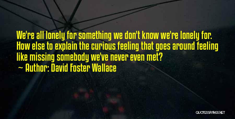 Feeling Like You're Missing Something Quotes By David Foster Wallace