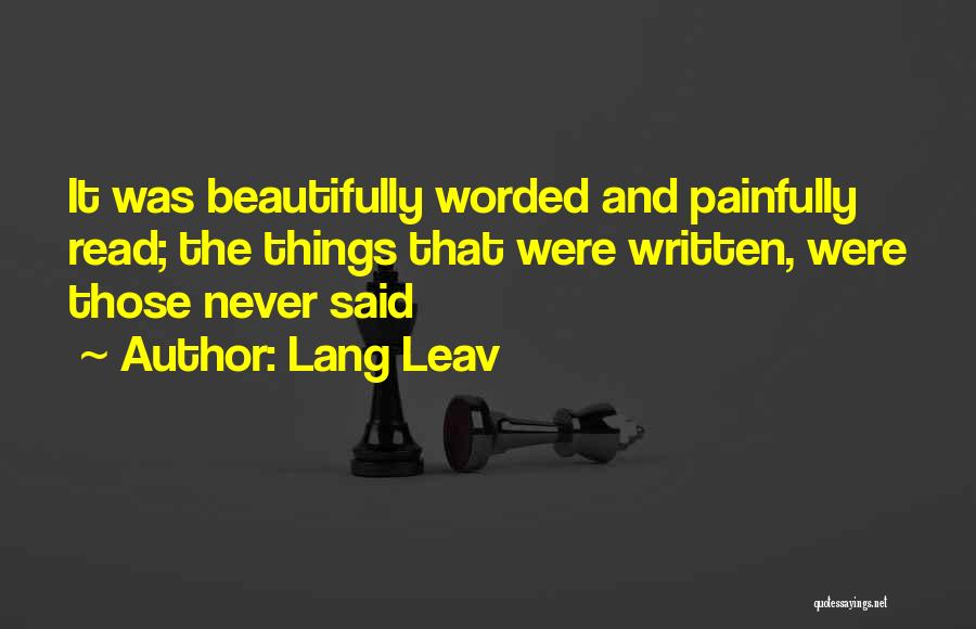 Few Worded Quotes By Lang Leav