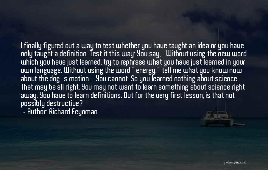 Finally Learned My Lesson Quotes By Richard Feynman