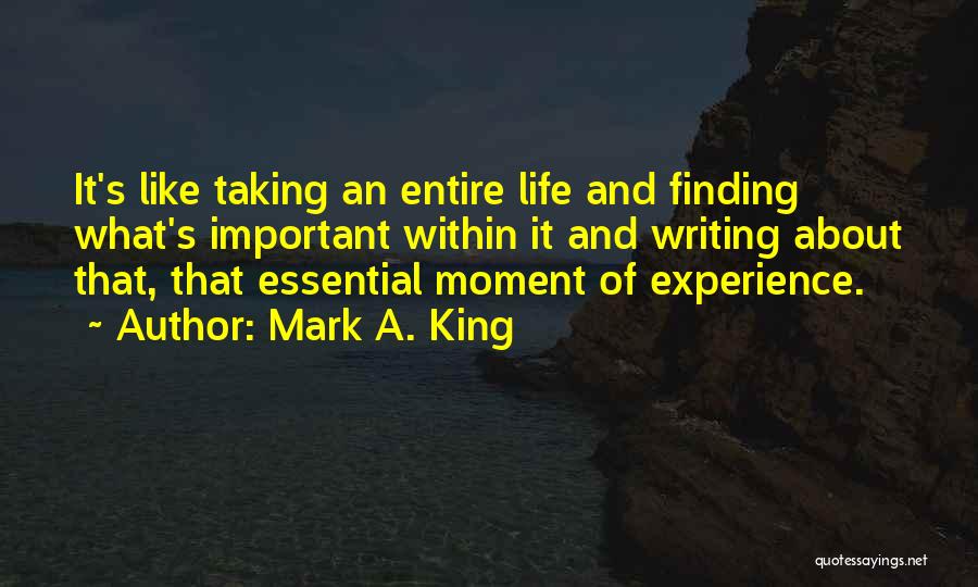 Finding Out What's Important In Life Quotes By Mark A. King