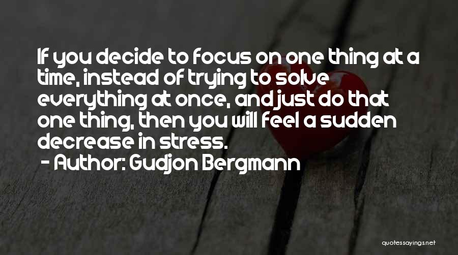 Focus On One Thing Quotes By Gudjon Bergmann