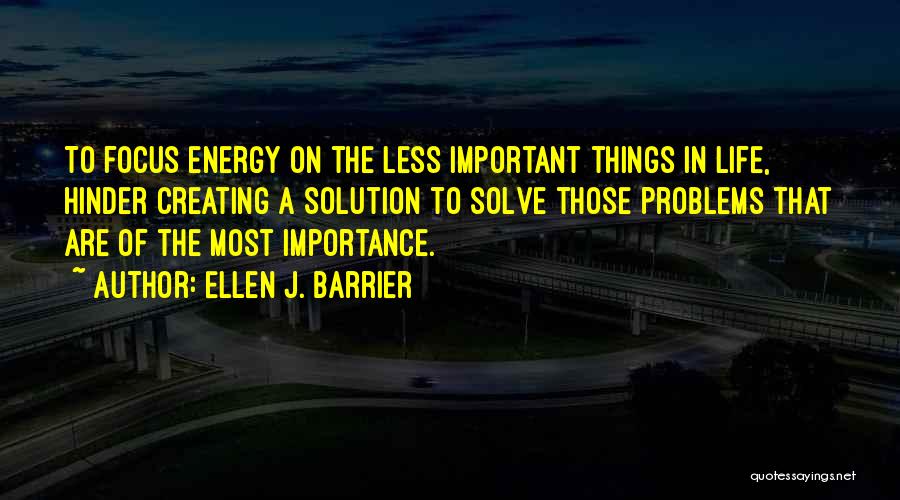 Focus On The Important Things In Life Quotes By Ellen J. Barrier