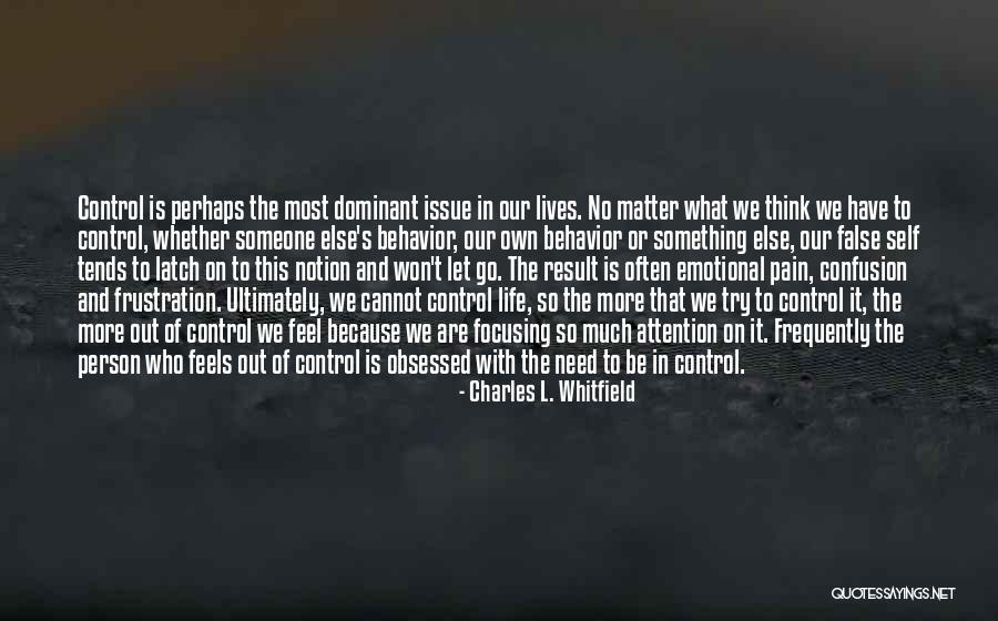 Focusing On What You Can Control Quotes By Charles L. Whitfield