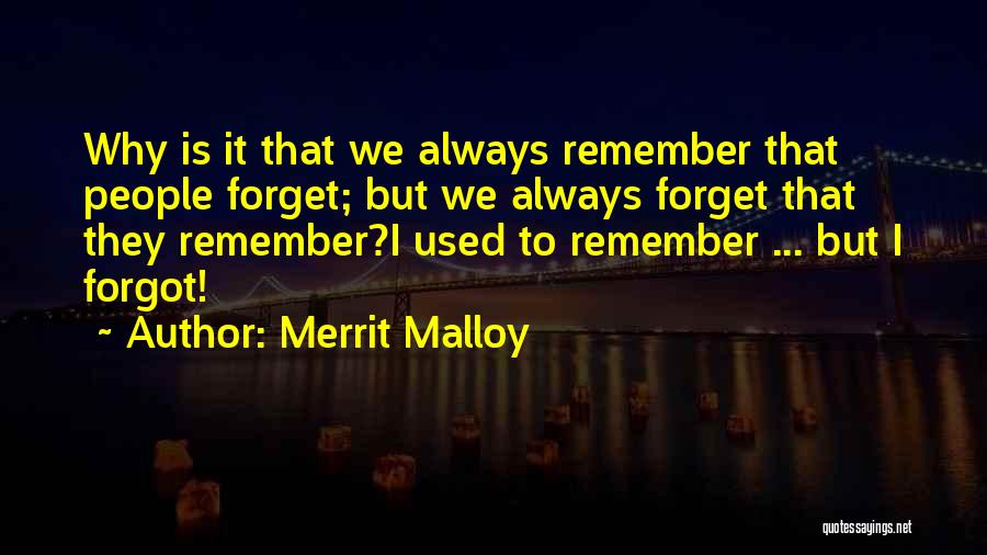 Forget Those Who Forgot You Quotes By Merrit Malloy