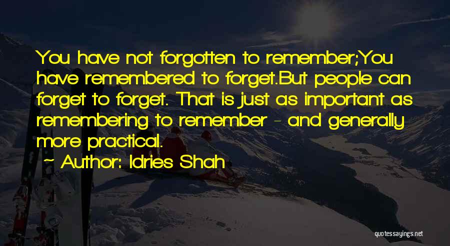 Forgetting And Remembering Quotes By Idries Shah