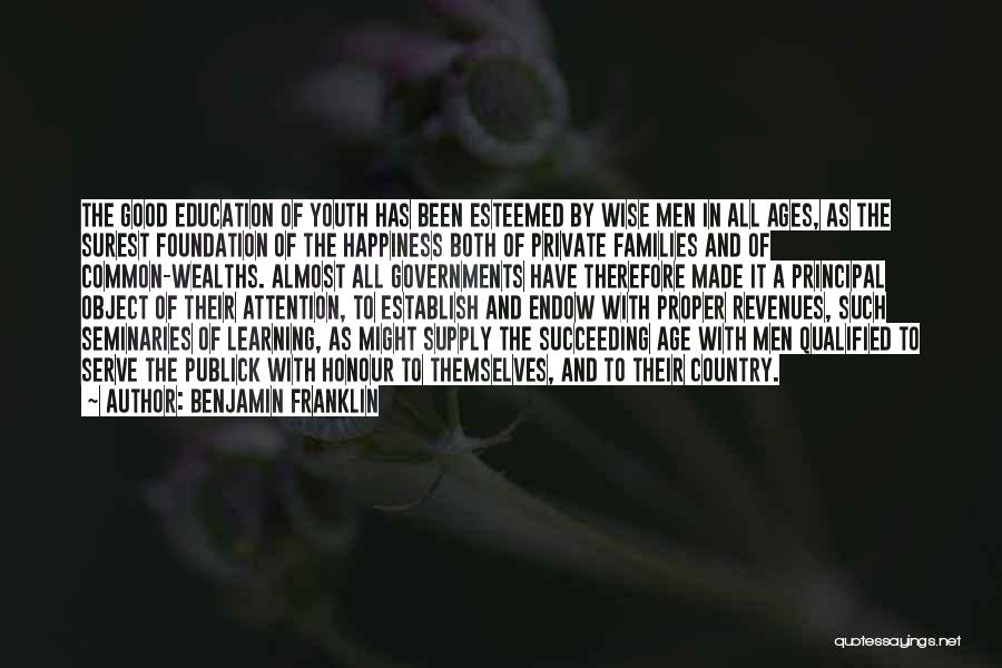 Foundation Of Education Quotes By Benjamin Franklin