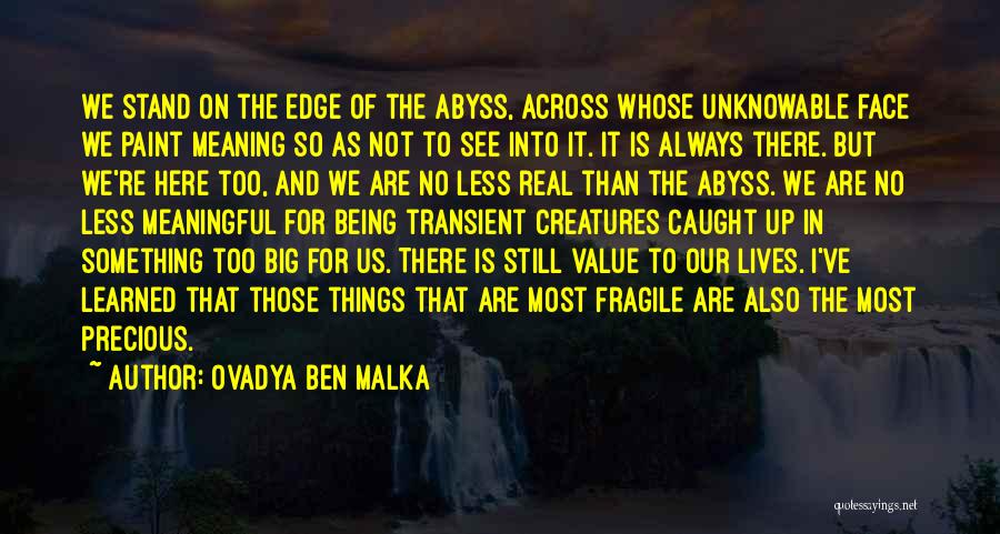 Fragile Life Quotes By Ovadya Ben Malka