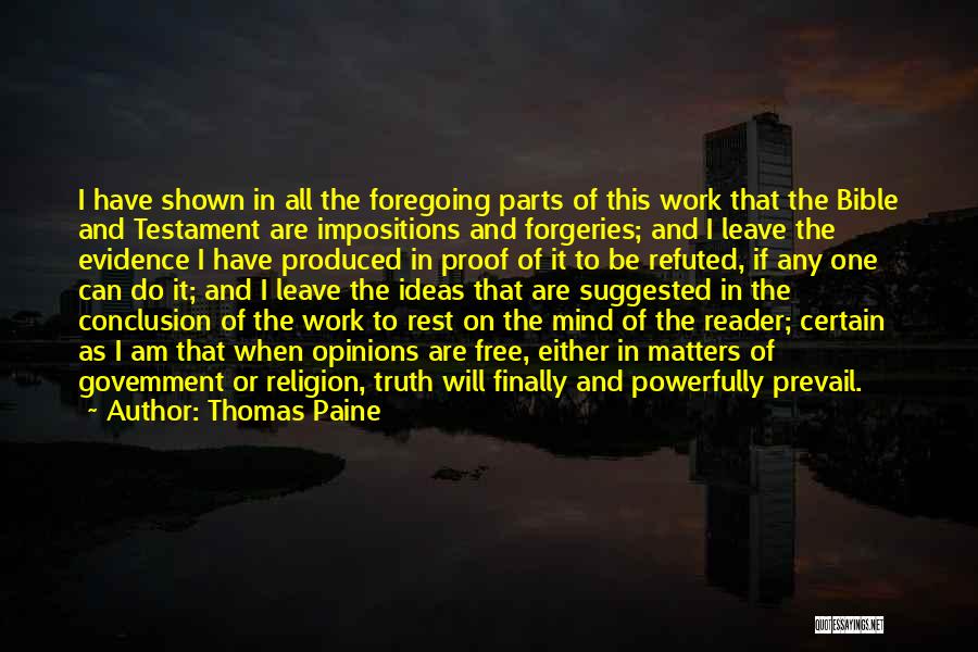 Free Will In The Bible Quotes By Thomas Paine