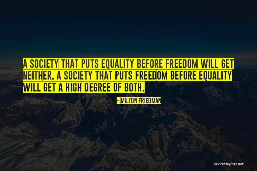 Freedom Of Equality Quotes By Milton Friedman