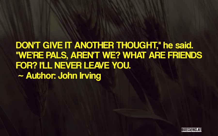 Friends Don't Leave Each Other Quotes By John Irving